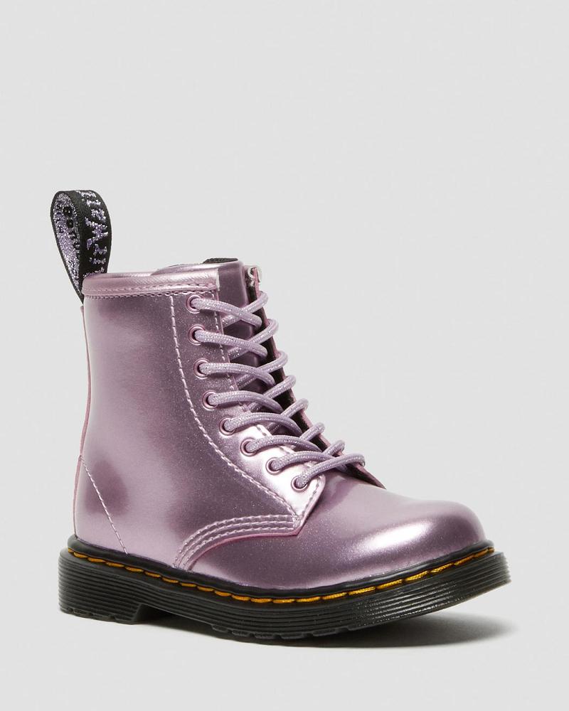 Pink Kids\' Dr Martens Toddler 1460 Metallic Lace Up Boots | CA 696LIS